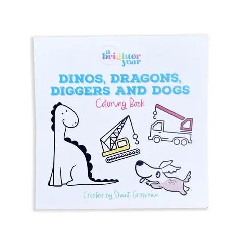 A Brighter Year Dinos Dragons Diggers & Dogs Mini Grownup Coloring Book - 3x3 Inch, Unisex, Simple Designs, Bold Art, Tear-Glue Binding, Soft Cover, Creative Fun (Crafts & DIY Lifestyle Hobby Book for Kids and Adults)
