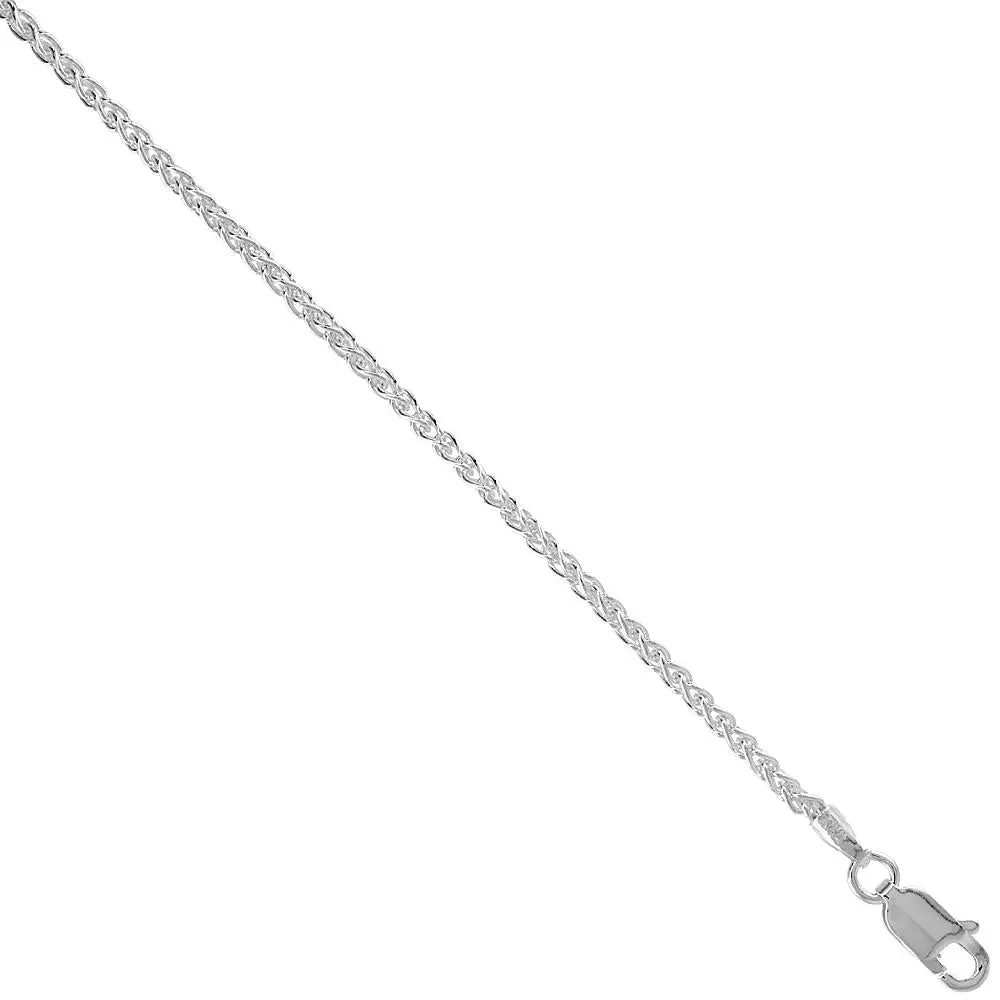 Sterling Silver Wheat Spiga 1.6mm Necklace Chain Italy