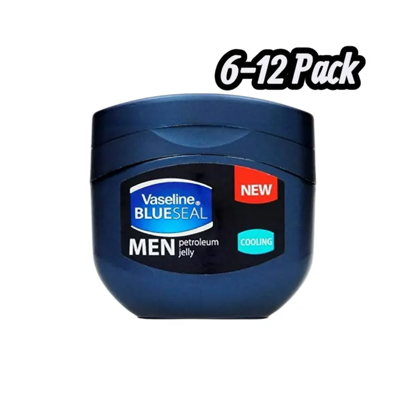 Vaseline Blue Seal Men's Cooling Petroleum Jelly, Hydrating Daily Moisturizer for Dry Skin Repair, Body Care, 100ml (6-12 Pack)