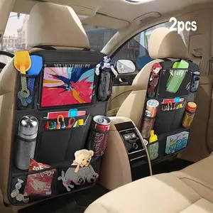 Car Backseat Organizer , 10 Storage Pockets Seat Back Protectors Kick Mats for Kids Toddlers, Travel Accessories, 2 Pack