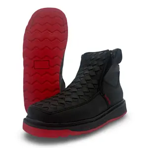 Black Knit Boot with Red Sole and Double Closure Black Knit Boot with Red Sole and Double Closure