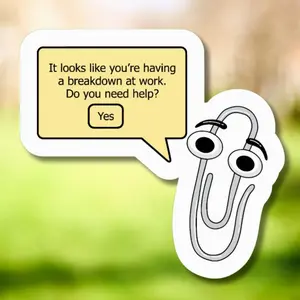 Funny Breakdown at Work Paperclip Sticker, Office Humor Decal - Work Stickers, Laptop Water Bottle Decal Sticker