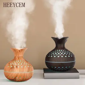Elegant Wooden Aromatherapy Humidifier for Home, Bedroom, Office - with 7-Color LED Ambient Lighting & 2 Mist Modes - USB-Powered Compact Design for Home, Office, Decorative Humidifier, Scent Diffuser, Aroma Diffuser Humidifiers