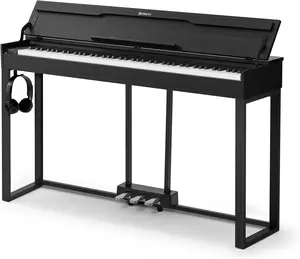 STRICH 88 Keys Digital Piano, Hammer-Action Fully Weighted Keyboard, Cover Designed Electric Piano Keyboard with Furniture Stand, Headphones, Three Pedal, Classic Black, SDP-500