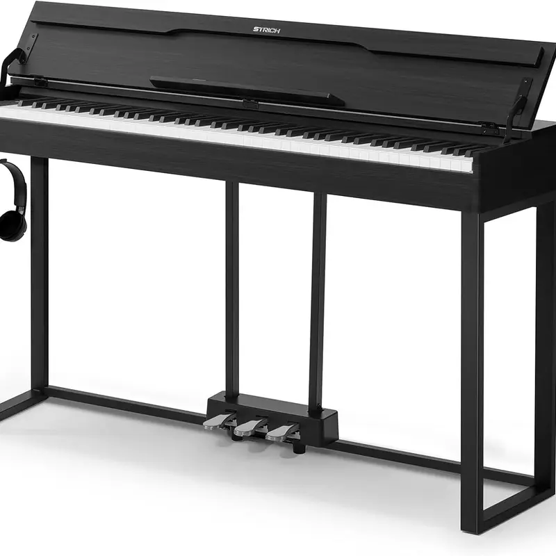 STRICH SDP-500 88 Keys Grand Electronic Piano, Hammer-Action Fully Weighted Keyboard with Furniture-Style Design Stand, Cover, Headphones, 3 Pedals for Daily Practice, Classic Black