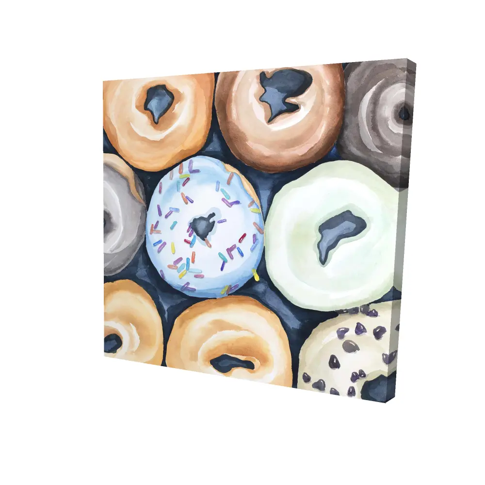 Begin Home Decor 2080-2424-GA88 24 x 24 in. Blue Gastronomy Bedroom Canvas - Watercolor Donuts with Icing