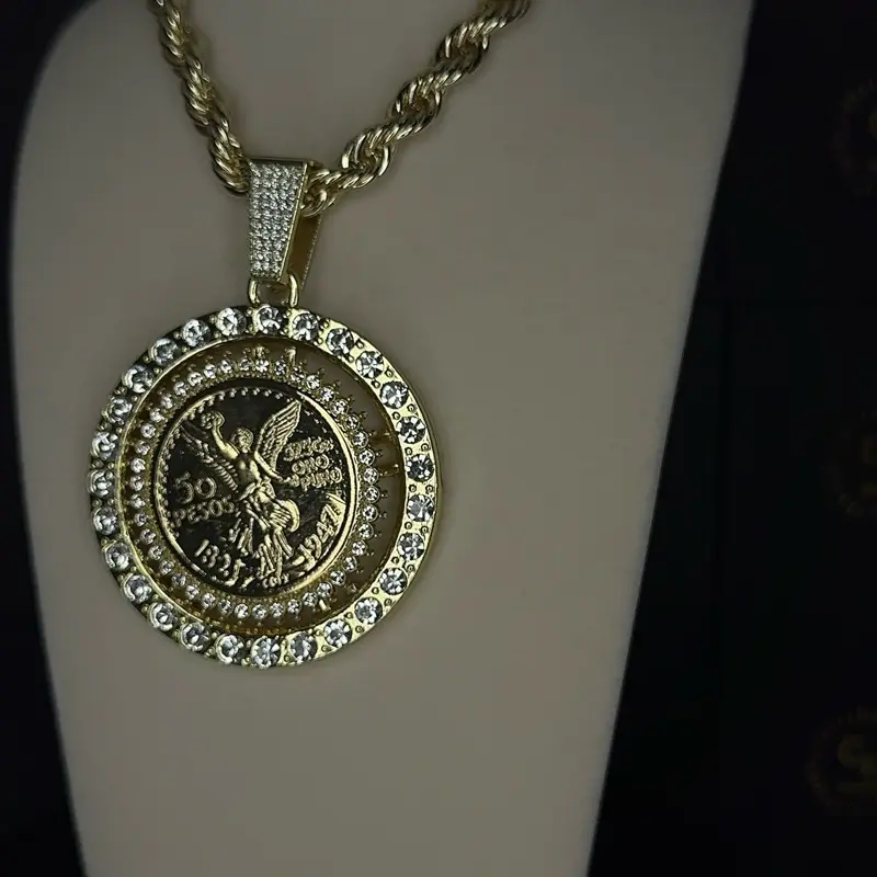 CEJEWELRY Polished 14k Yellow Gold Plated Clear Cubic Zirconia Pendant with 24 inch Rope Chain for Women and women