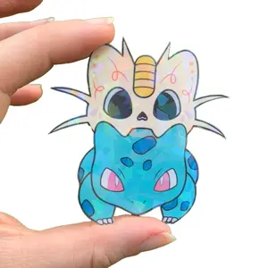 EXCLUSIVE Bulbasaur/Meowth Poke Sugar Skull Holographic Sticker Halloween Water Bottle Laptop Day of the Dead