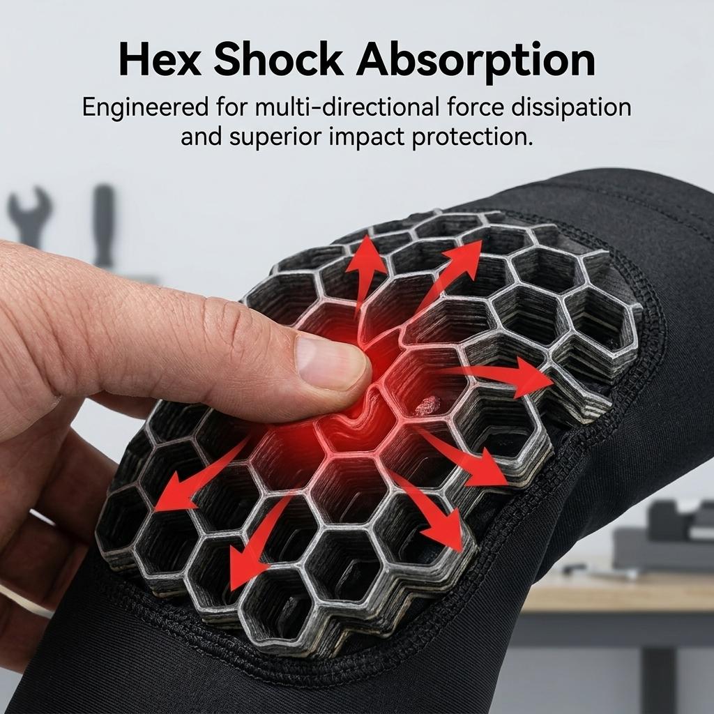 2PCS Hex Knee Pads with Disposable Shoe Covers, Shockproof Compression Sleeves for Men/woman, Breathable Elastic Support, Anti-Slip Long Leg Design for Stability & Protection in Basketball, Gym