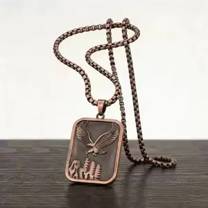 New stylish punk-style men's necklace with eagle spread wings design, an excellent gift for father or boyfriend.