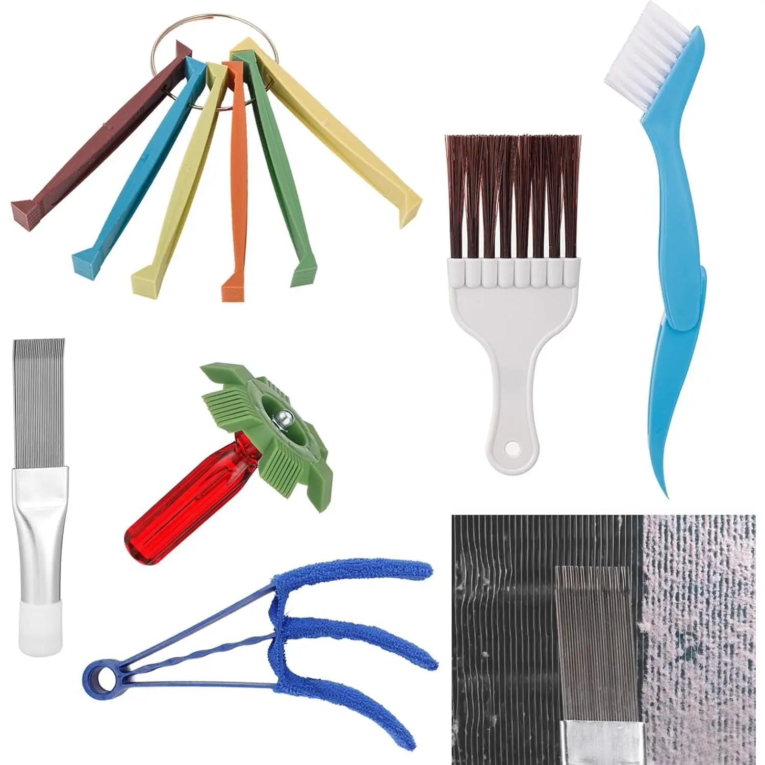 6 count Air Conditioner Fin Combs Kit - AC Coil Combs Cleaning Brush, Condenser Straightener for AC Unit Radiators Evaporators