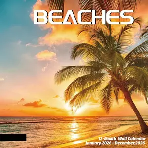 2026 Wall Calendar BEACHES, 12 Months Hangable Wall Calendars, Beach Calendars 2026, 12" x 24" (Open), Thick Glossy Paper, Organizing & Planning