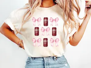 Pink Bow Coquette Dr Pepper tshirt, Cute Pink Soda Drink Shirt, Dr.Pepper T-Shirt Cotton Fabric