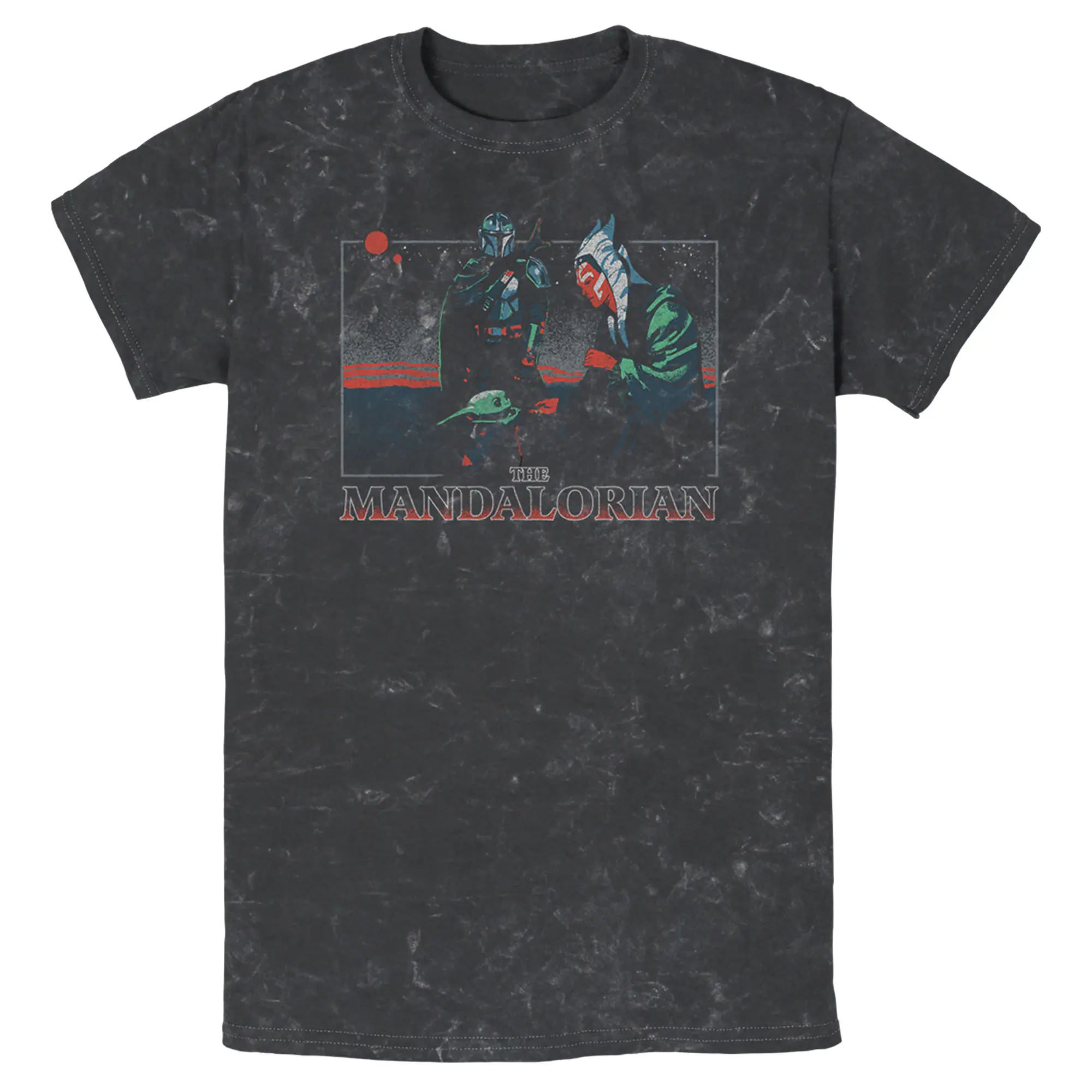 Men's Star Wars: The Mandalorian Retro Sunset with Grogu and Ahsoka T-Shirt