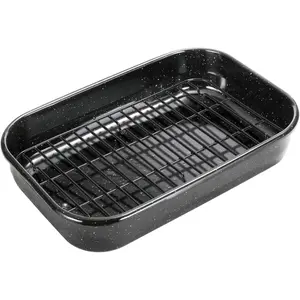 Roasting Pan with Rack, 16 x 11 Inch Rectangular Roasting Pan, 20lb Turkey Roaster Pot, Large Oven Roaster Tray for Baking Turkey by JY COOKMENT