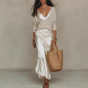 2026 Satin Two Piece Outfits for Women |   Chic Silk Camisole Top + Midi Skirt Set for Office & Date Night |   Trendy Summer Vacation Clothes