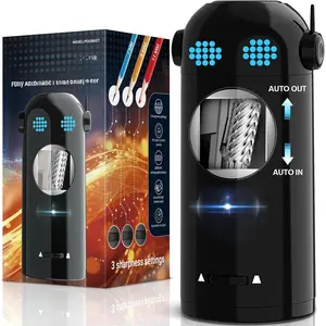 Electric Robot Pencil Sharpener for Colored Pencils 7-11.5mm, Auto In & Out, Fully Automatic Rechargeable Hands-Free for  & Classroom, Black