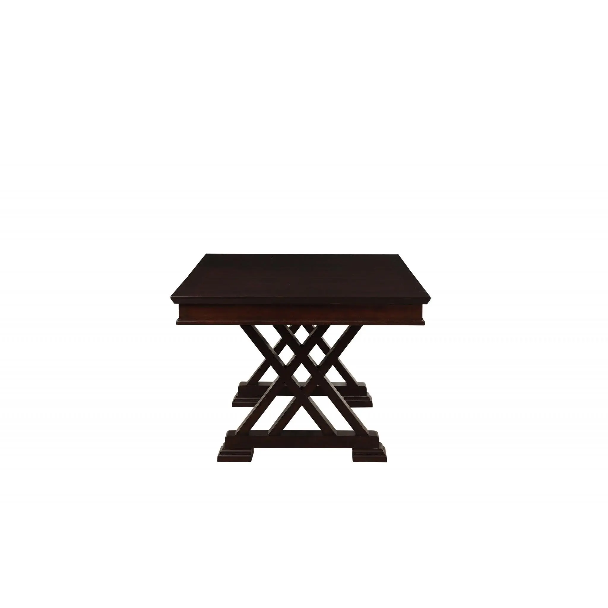 60" Espresso Solid Wood Double Pedestal Base Dining Table