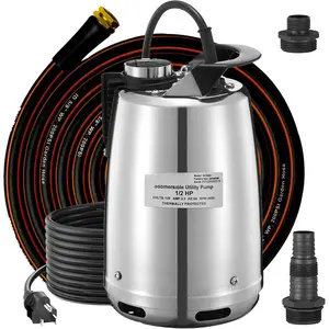 Submersible Sump Pump 1/2  2300 GPH, Water Pump with Hose for Pool Draining, Portable Submersible Pump Handles Clean & Dirty Water, 25ft Power Cord, 3/4" GHT Adapter