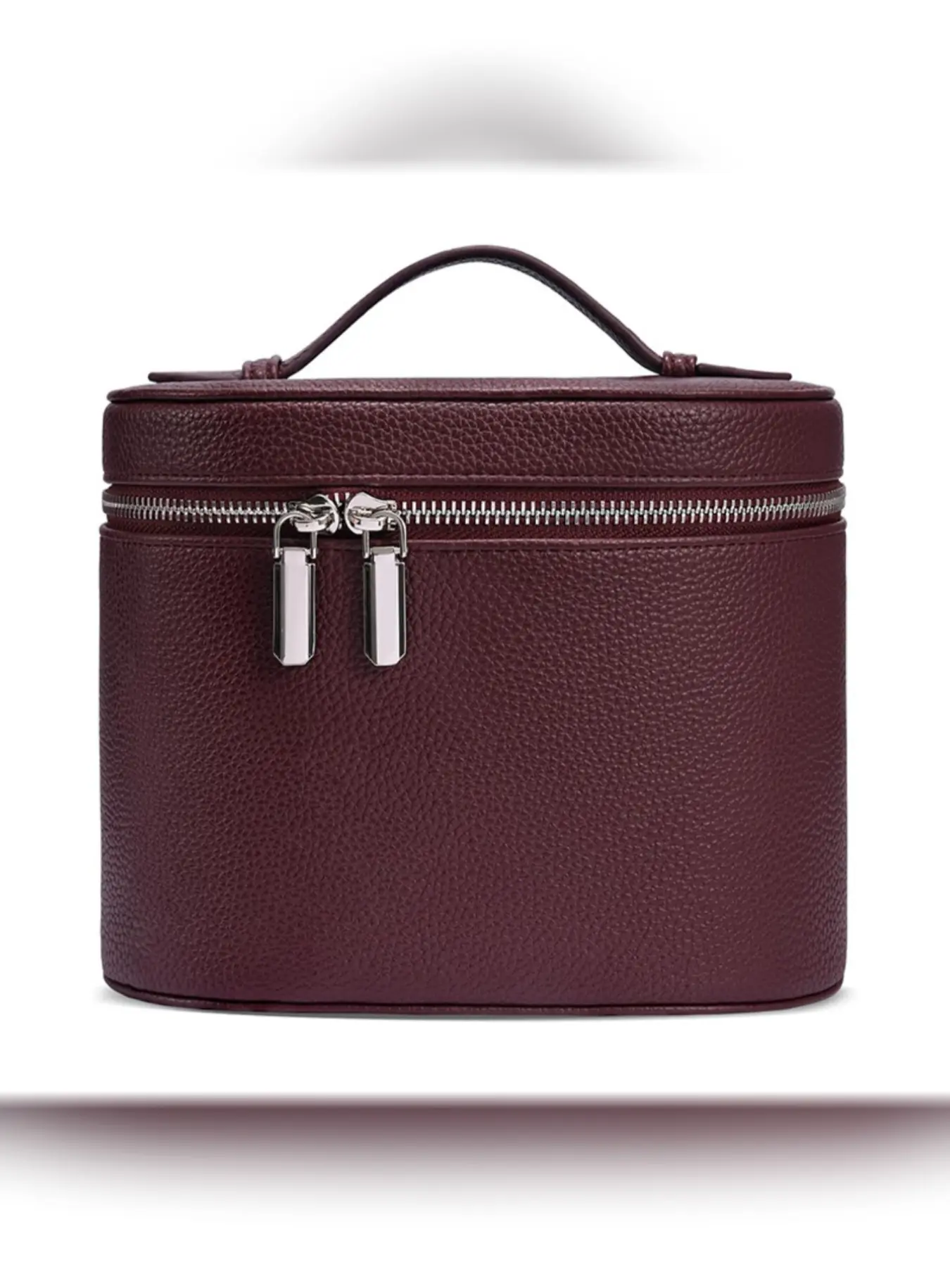 Litchi-Grain Cosmetic Bag, Cosmetics Bag, Spacious Makeup Organizer, Portable Travel Toiletry Pouch, All-Season Casual Style, Cosmetic Travel Bags