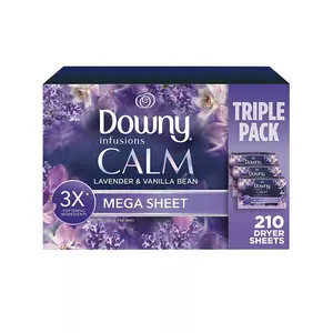 Downy Infusions CALM Mega Dryer Sheets & Laundry Fabric Softener - Lavender & Vanilla Bean, 210 ct.