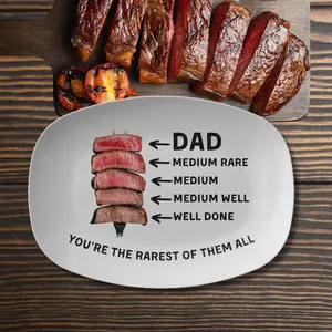 Funny Steak Temperature Plastic Platter – Dad BBQ Serving Tray, Personalized Father’s Day Grill Gift