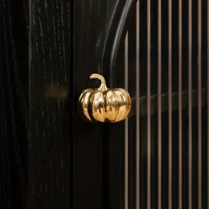 Elegant Brass Pumpkin Cabinet Door Pulls, Modern Minimalist High-End Furniture Hardware, Stylish Drawer Handles for Wardrobe & Cabinets