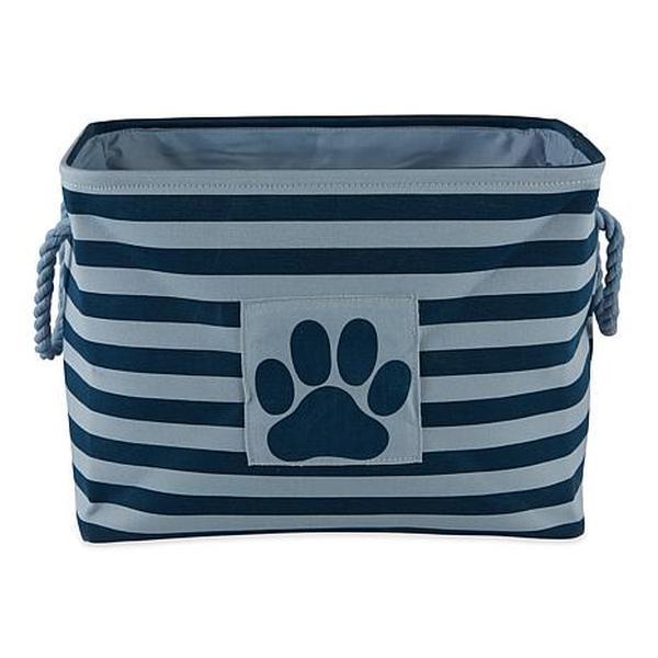 Design Imports Polyester Rectangle Stripe Paw Patch Pet Bin Large