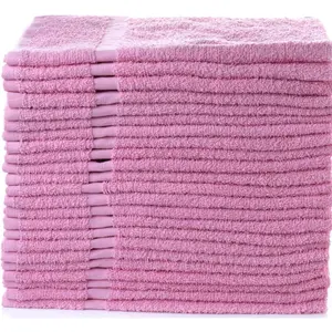 Cotton Hand Towels 16"x27" (12 Pack) Soft Towels for Bathroom, Kitchen, Salon & Gym (Pink)