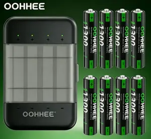 8PCS 1300mWh AAA 1.5V Rechargeable Lithium Batteries With Charging Storage Box