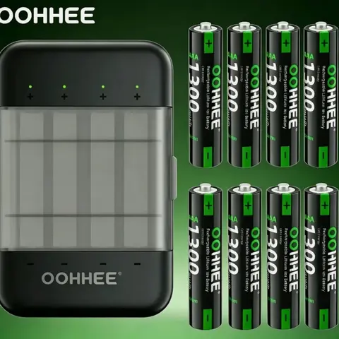 8PCS 1.5V 1300mWh Rechargeable Li-ion AAA Batteries with 4-Slot Portable Universal Charger & Storage Box, Long-Lasting Charging Solution for Triple A Power Needs, Universal Battery Charger Accessory, Aaa Battery