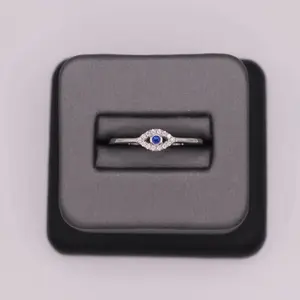 Sterling Silver CZ Stone Ring - Evil Eye