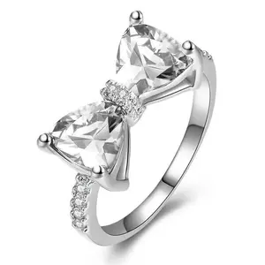 Simple & Sweet Cubic Zirconia Bow Jewellery Ring, Ideal for Daily Wear and Garden Parties, Thoughtful Gift for Her