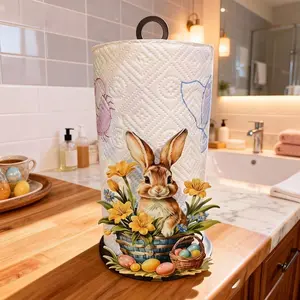Metal Easter Bunny Paper Holder, Iron Material, Kitchen Bathroom Toilet Roll Organizer, Decorative Storage Rack for Home Use