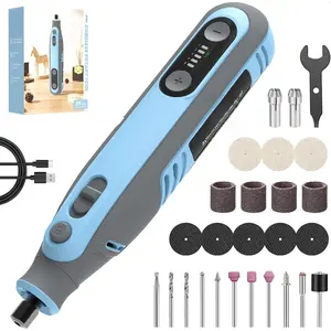 Cordless Rotary Tool Kit, 8V Rotary Tool, 5 Variable Speed, 5000-30000RPM, 2.0Ah Battery, Upgraded Accessories, for Carving, Engraving, Sanding, Polishing, Cutting, Crafts and Pet Nails-Blue