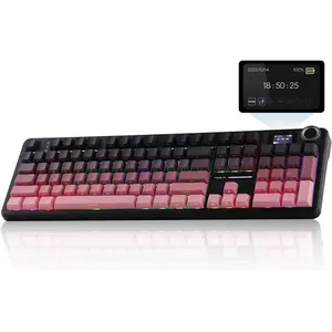 X Aula F108 PRO  Gaming Keyboard with Screen, 8000mAh , 104 Hot-Swappable and Programmable  and Knob, RGB Backlight, for /PC/Android (Pink Gradient)