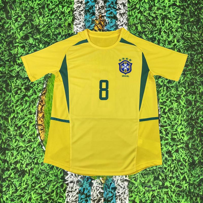 2002 World Cup Brazil Football Team Retro Kaka No. 8 Fan Edition Football Jersey