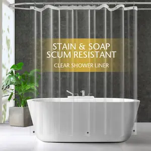 Clear PEVA Plastic Shower Curtain Liner Premium Light Weight 72" x 72" Transparent Bathroom Shower Showroom Curtain Liner with Rustproof Metal Gromments an