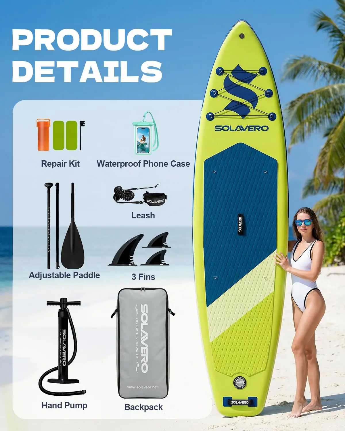10'6" Inflatable Stand Up Paddle Board for Adults, SUP with Premium Accessories, Anti-Slip EVA Deck, Suitable for Youth & Adults of All Skill Levels summerwins