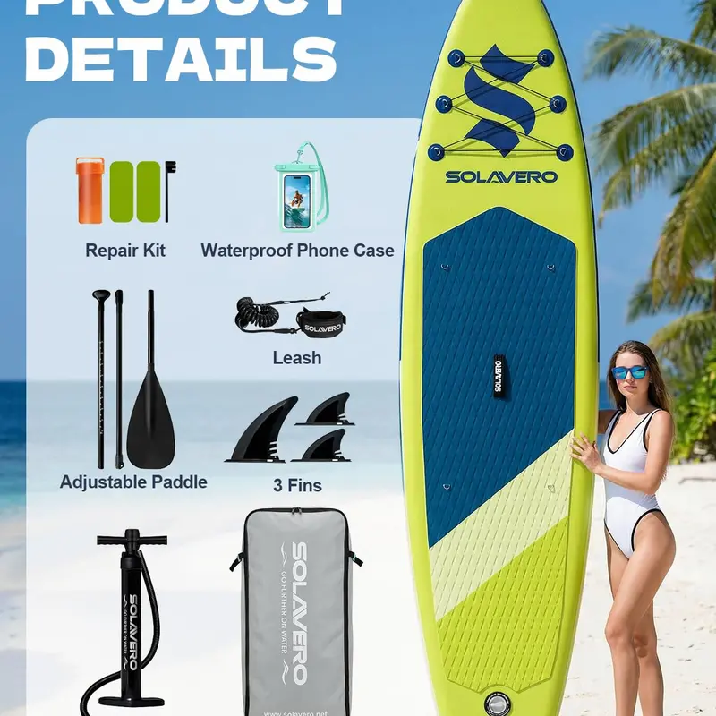 Ecofurnix 10.6 ft Military PVC Inflatable Paddleboard - Outdoor Stand Up Paddleboard for Adults, Rivers Use, Stable Mild Wave Ready with Anti-Slip Deck, Ankle Leash, Waterproof Phone Pouch, Premium Accessories