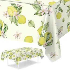 New Summer Fruit Lemon Waterproof Plastic Tablecloth Holiday Party Birthday Party Decor Kids Table Cloth Dining Table Cover Kitchen Gifts