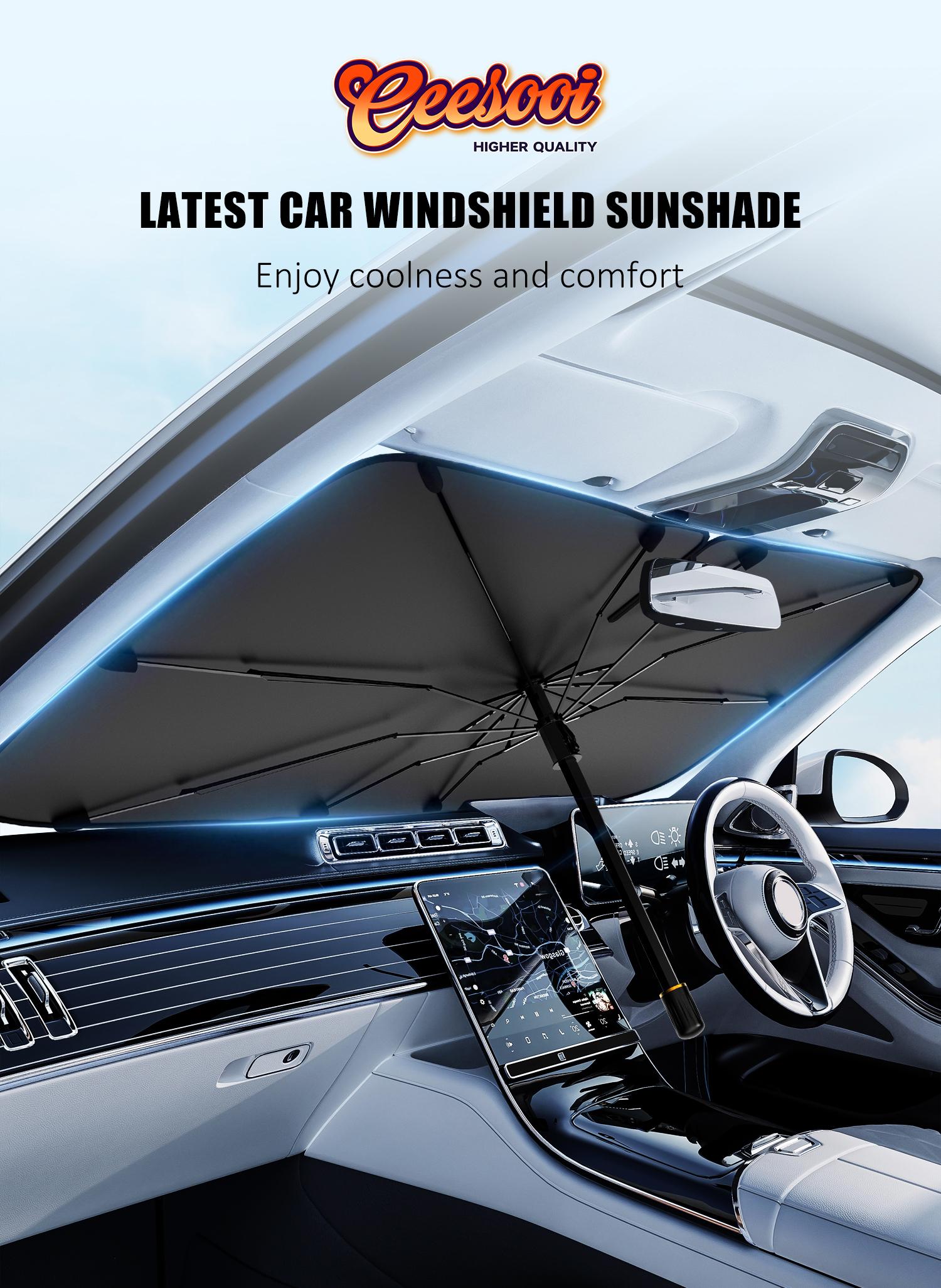 Portable Car Windshield Sunshade - Foldable Windshield Umbrella for Daily Use, Car Interior Accessories,Cool Reflective Sun Blocker Fits Sedan,SUVs