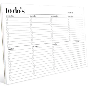 Weekly Planner Pad, Undated Tear Off Weekly To Do List Notepad, A4 Size (8.3" X 11.7"), Premium Thick Paper Weekly Desk Planner with Cardboard Back Support