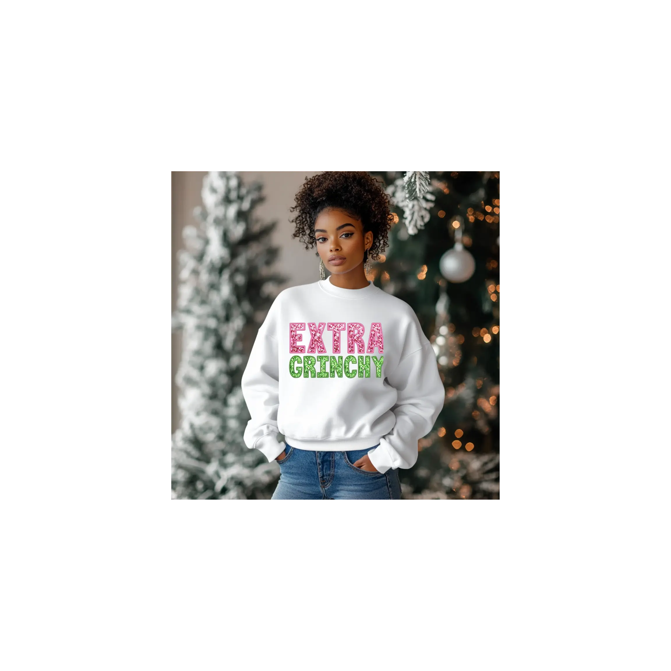 Grinchy Crewneck Sweatshirt, Christmas Gift, Funny Holiday Sweater, Winter Apparel, Cozy Jumper, Holiday Season Pullover