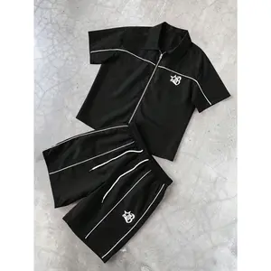 Men's 3pcs Star Print Short Sleeve Zipper Front Shirt & Shorts Summer Streetwear Outfits