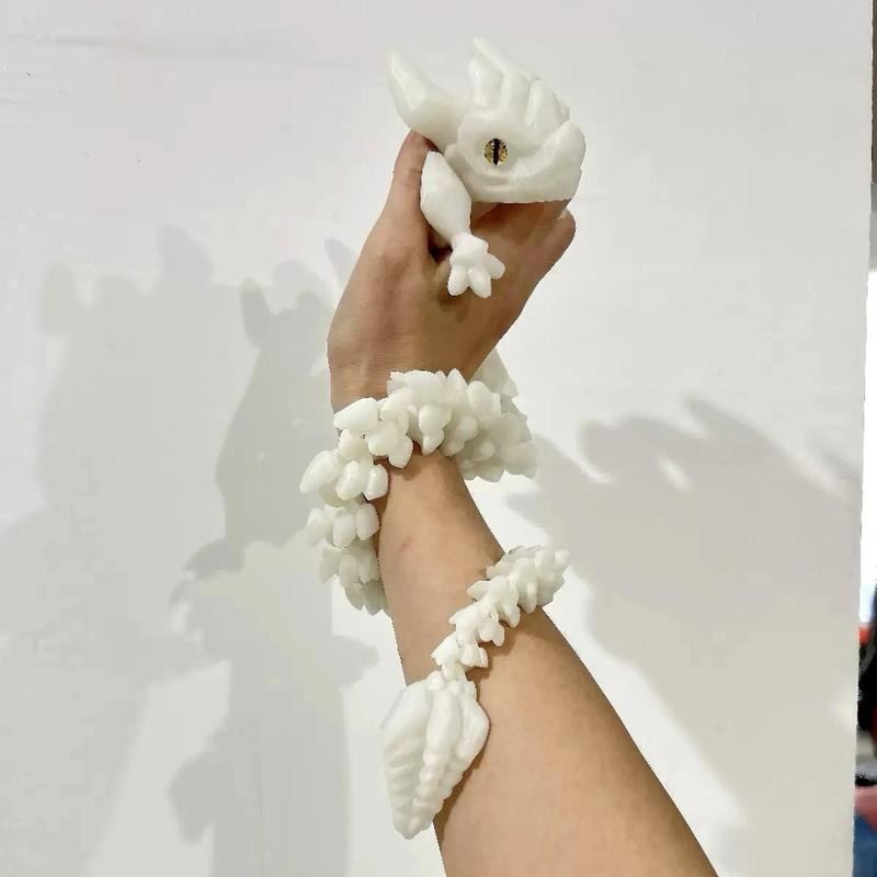 Glowing Dragon Statue with Moving Joints & Glowing Eyes - 3D Printed Luminous Crystal Dragon Figure, Durable Plastic, Multi-Joint Movable Body, Randomly Colored Eyes (Blue/Pink/White/Purple) - Unique Birthday/Christmas/Easter/Thanksgiving Gift for &