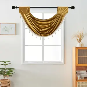 Thick Velvet Curtain Head, Pole-Mounted, Kitchen Hallway Decorative Small Curtain Head, Stylish & Durable Fabric Cover, Window Curtain