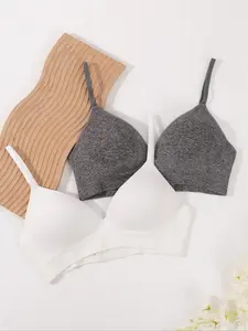 Women's Solid Push Up Padded Bra, Soft Comfy Breathable Seamless Bra, Women's Lingerie for All Seasons