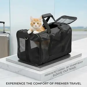 17" x 12" x 12"17 lbs, Breathable Portable Soft-Sided Carrier for Cats & Dogs, Travel Pet Bag for Car & Vet VisitsBlack