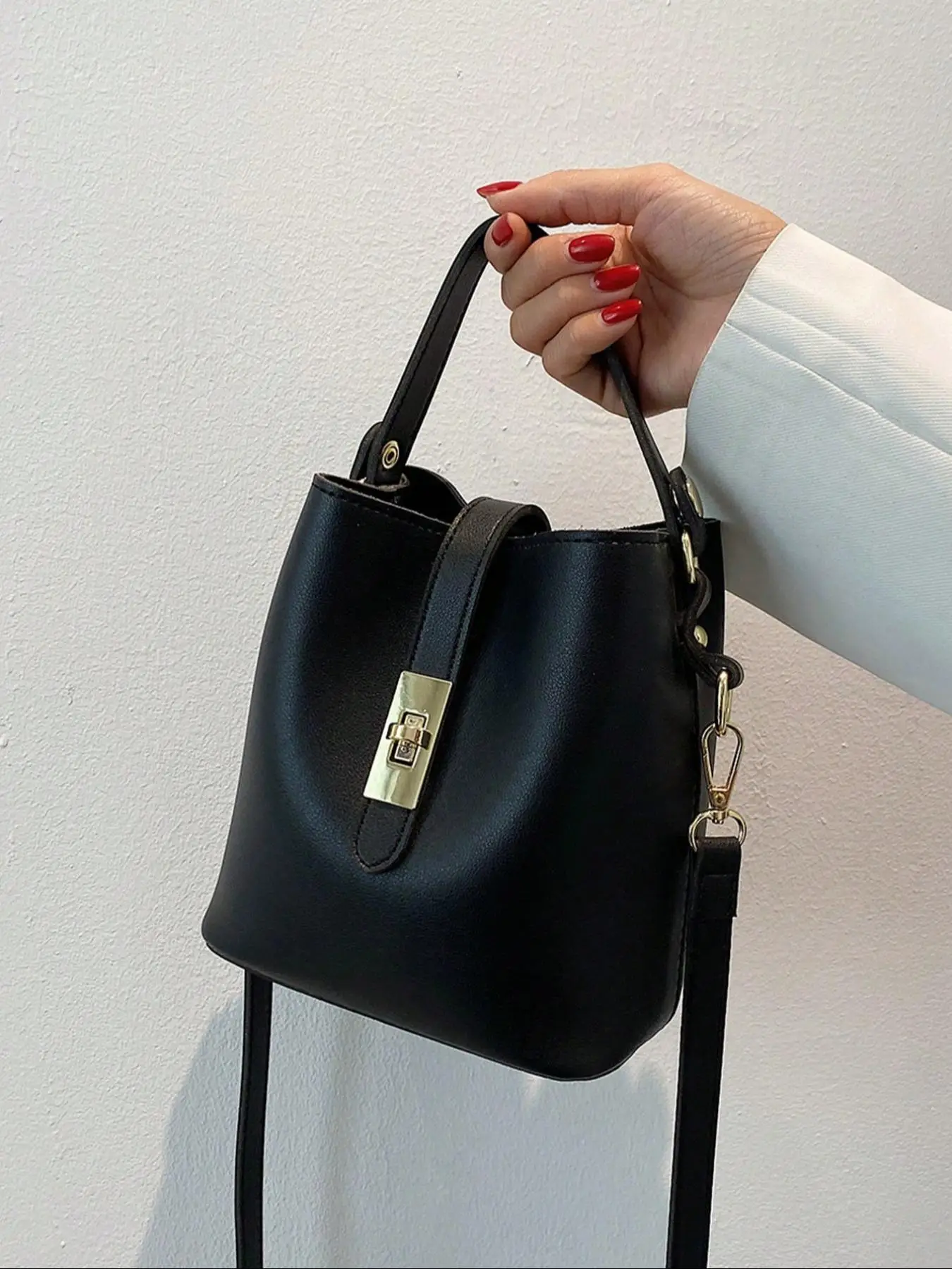 Women's Simple Style Solid Color Handbag & Crossbody Bag with Adjustable Strap, Fashionable Casual Handbag for Women & Girls for Daily Use